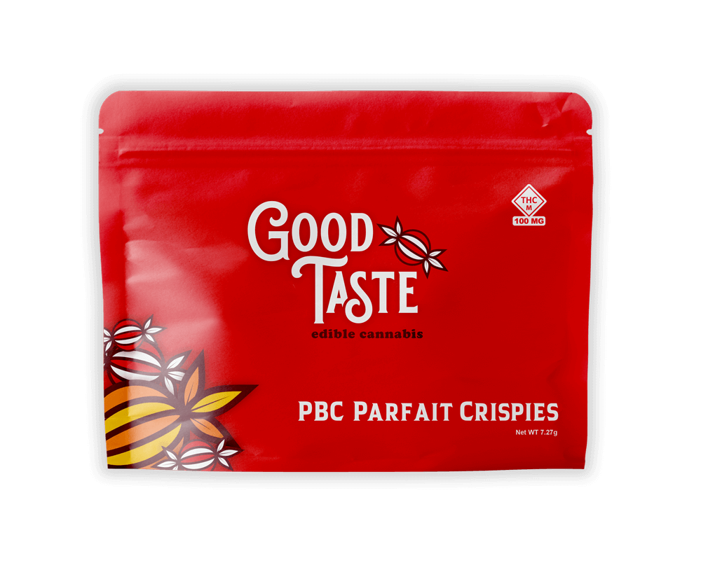 Good Taste PBC Parfait Crispies red mylar bag packaging